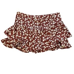 SHEIN Floral Burgundy Mini Skort Large 🏐